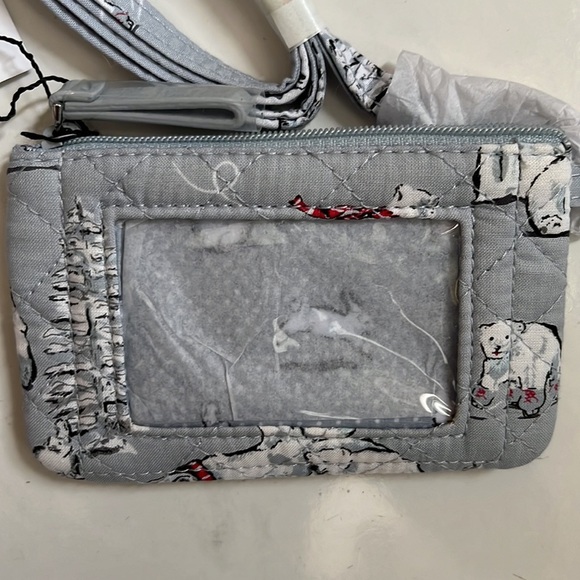 Vera Bradley  NWT   5x3  Zippered wallet  key ring   Lanyard  Quilted by/ Rd/ Bk - Picture 1 of 5